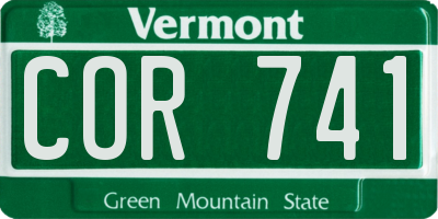 VT license plate COR741
