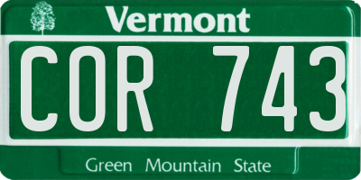 VT license plate COR743