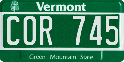 VT license plate COR745
