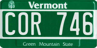 VT license plate COR746
