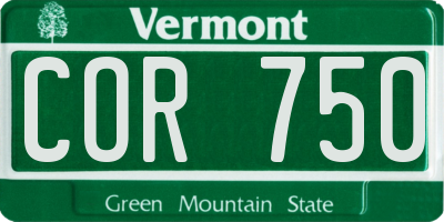 VT license plate COR750