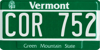 VT license plate COR752