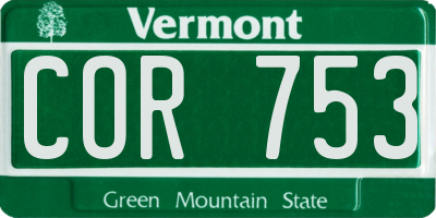 VT license plate COR753