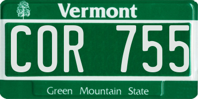 VT license plate COR755