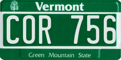 VT license plate COR756
