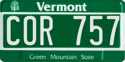 VT license plate COR757