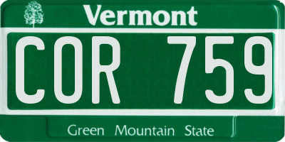 VT license plate COR759