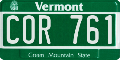 VT license plate COR761