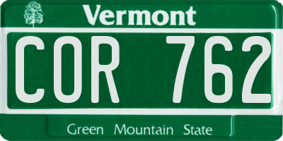 VT license plate COR762