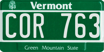 VT license plate COR763