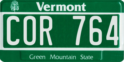 VT license plate COR764