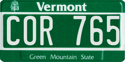 VT license plate COR765