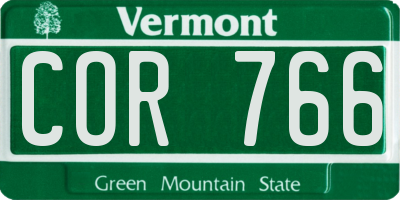 VT license plate COR766