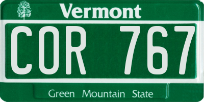 VT license plate COR767