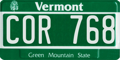 VT license plate COR768