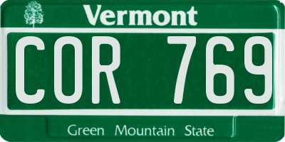 VT license plate COR769