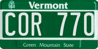 VT license plate COR770