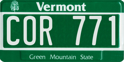 VT license plate COR771