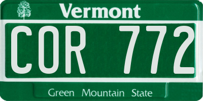 VT license plate COR772