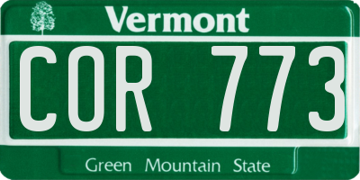 VT license plate COR773