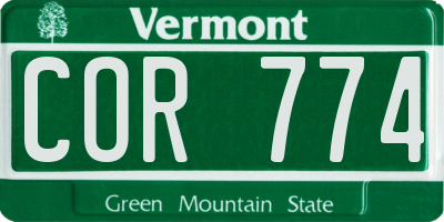 VT license plate COR774
