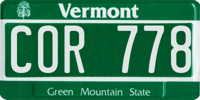 VT license plate COR778