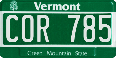 VT license plate COR785
