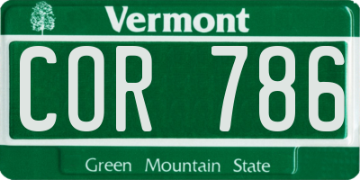 VT license plate COR786