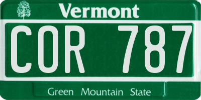 VT license plate COR787