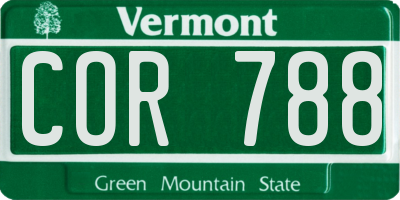 VT license plate COR788