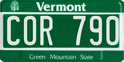 VT license plate COR790
