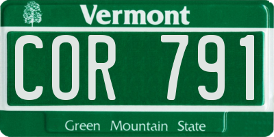 VT license plate COR791