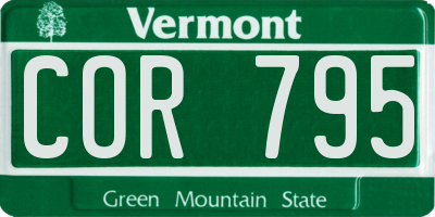 VT license plate COR795