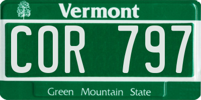 VT license plate COR797