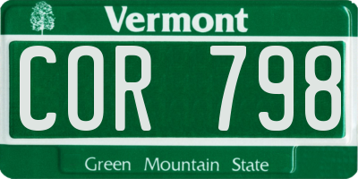 VT license plate COR798