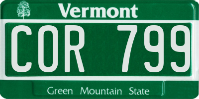 VT license plate COR799