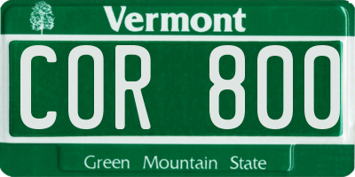 VT license plate COR800