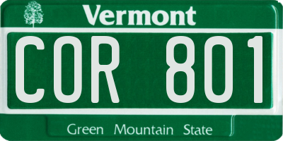 VT license plate COR801