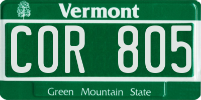VT license plate COR805