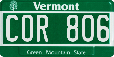 VT license plate COR806