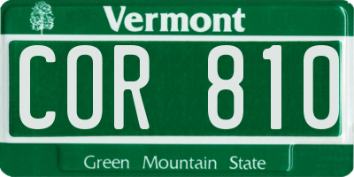 VT license plate COR810