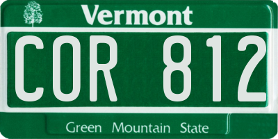 VT license plate COR812