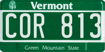 VT license plate COR813