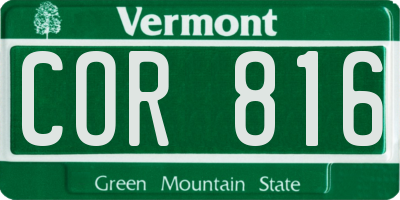 VT license plate COR816