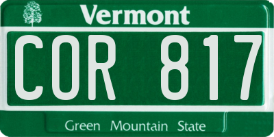 VT license plate COR817
