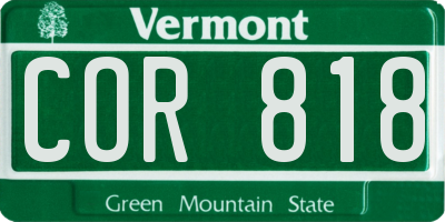 VT license plate COR818