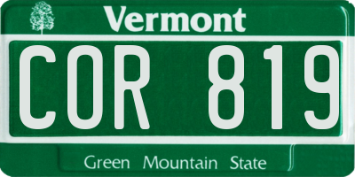 VT license plate COR819
