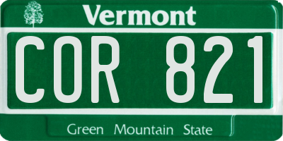 VT license plate COR821