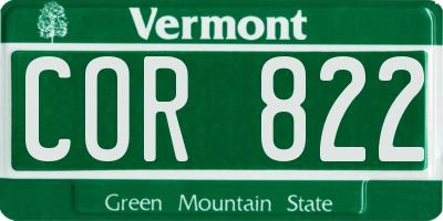 VT license plate COR822
