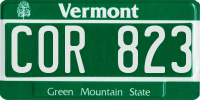 VT license plate COR823